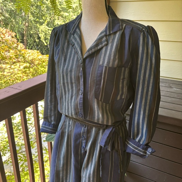 Vintage 70s Striped Cotton Jumpsuit: Sibelle of California Retro Romper | Size S - Picture 6 of 12